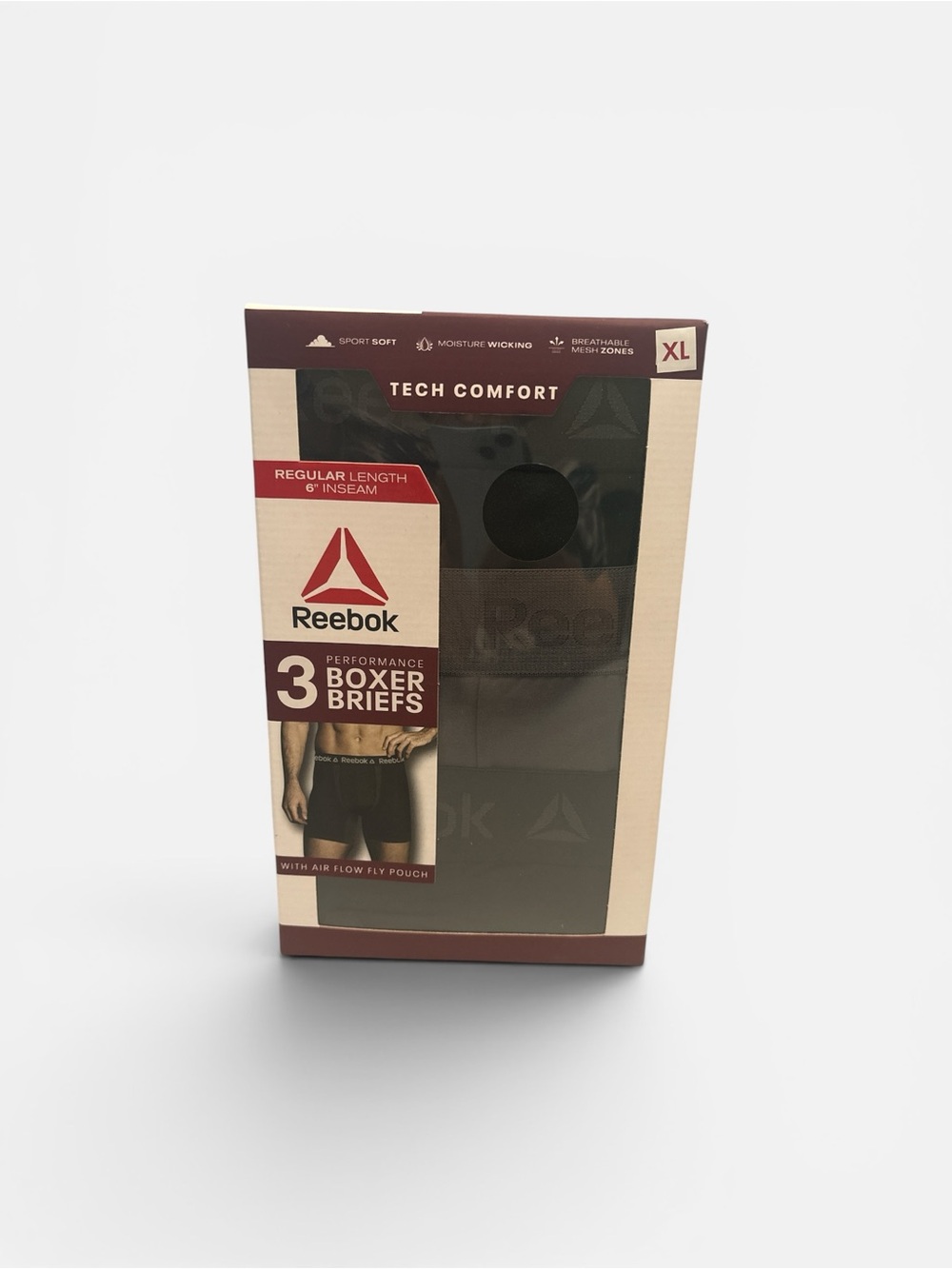Reebok 3-Pack Boxer Briefs - Black and Beige Packaging